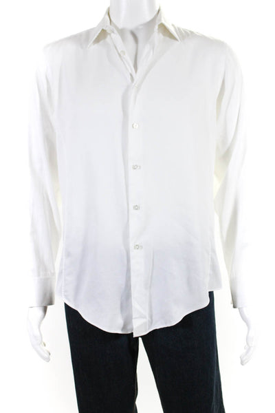 Calvin Klein Womens Cotton Collared Buttoned Long Sleeve Top White Size EUR32