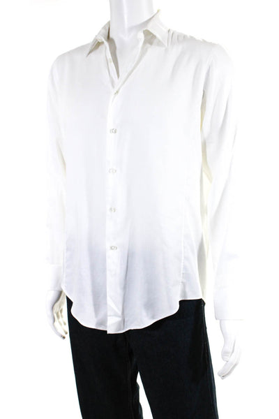 Calvin Klein Womens Cotton Collared Buttoned Long Sleeve Top White Size EUR32