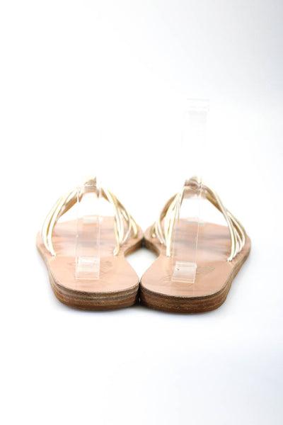 Ancient Greek Sandals Womens Metallic Textured Slip-On Sandals Gold Size EUR37