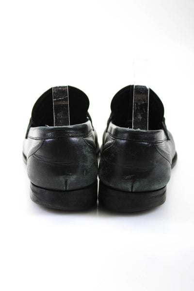 Salvatore Ferragamo Mens Leather Apron Toe Slip-On Loafers Black Size 9.5