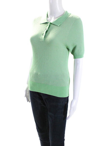 Current Air Womens Short Sleeve Button Up Knit Polo Shirt Green Size S