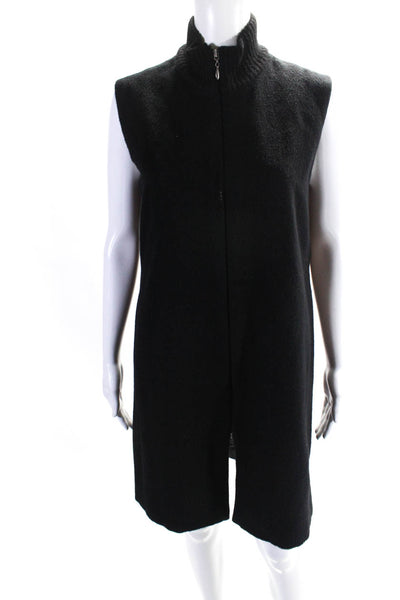 Itala Testino Womens Alpaca Turtleneck Sleeveless Coat Black Size Small