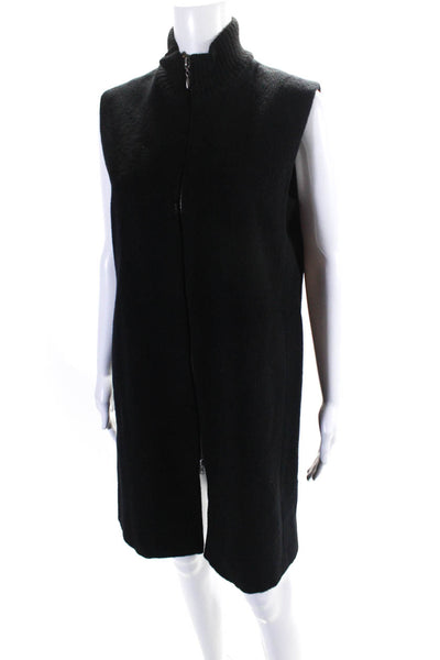 Itala Testino Womens Alpaca Turtleneck Sleeveless Coat Black Size Small