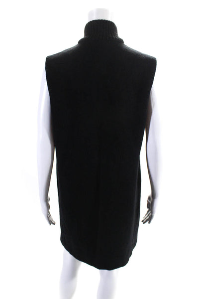 Itala Testino Womens Alpaca Turtleneck Sleeveless Coat Black Size Small