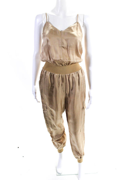 Cinq A Sept Womens V Neck Jogger Jumpsuit Gold Beige Size Extra Extra Small