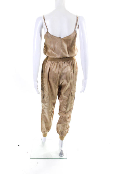 Cinq A Sept Womens V Neck Jogger Jumpsuit Gold Beige Size Extra Extra Small