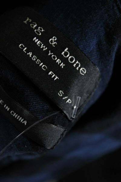 Rag & Bone Mens Cotton Check Print Button Collared Long Sleeve Top Blue Size S