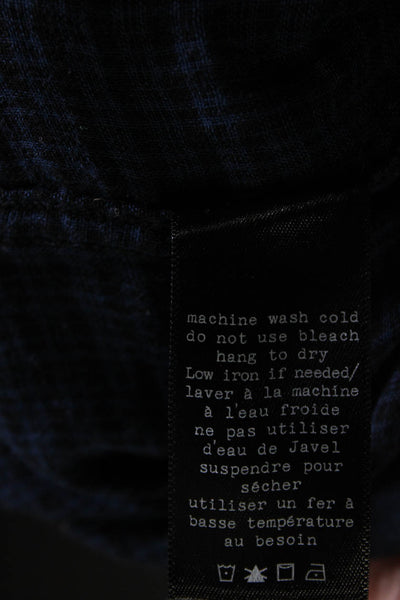 Rag & Bone Mens Cotton Check Print Button Collared Long Sleeve Top Blue Size S