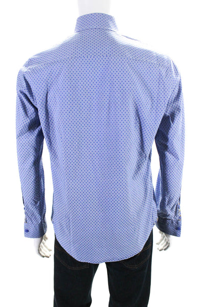 Robert Graham Mens Cotton Spotted Print Buttoned Long Sleeve Top Blue Size S