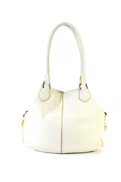 Cole Haan Womens White Zip Pockets Medium Top Handles Satchel Bag Handbag