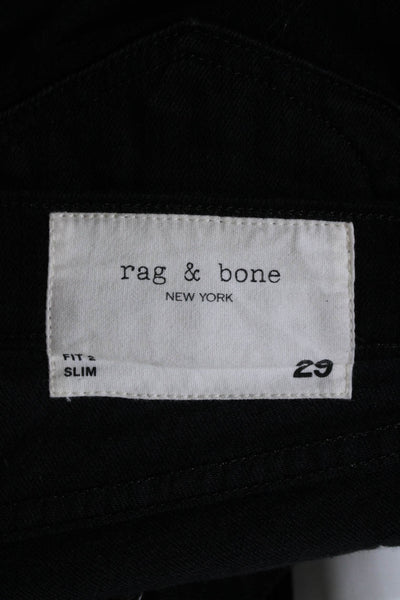 Rag & Bone Mens Fit 2 Slim Leg Button Fly Skinny Jeans Black Size 29