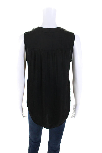 Vince Camuto Womens Chiffon V-Neck Curved Hem Sleeveless Blouse Black Size XS