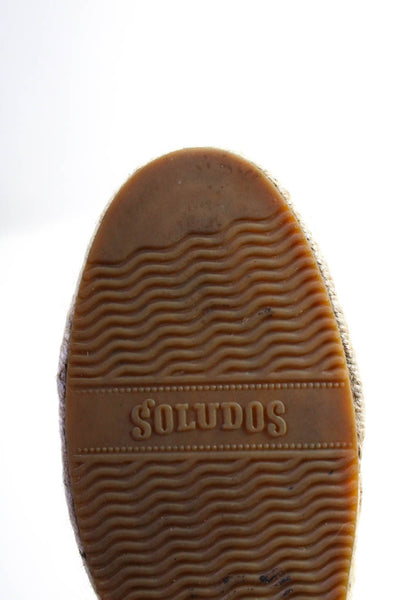 Soludos Womens Espadrille Check Print Lace-Up Tied Round Toe Shoes Brown Size 9