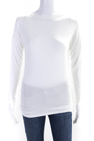 Vince Womens Long Sleeve Boat Neck T shirt White Size XS