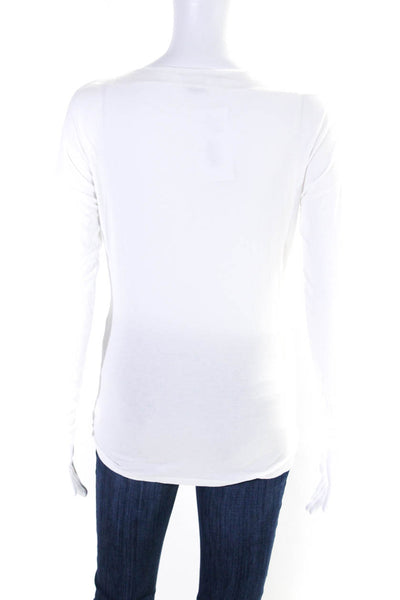 Vince Womens Long Sleeve Boat Neck T shirt White Size XS