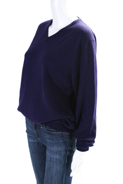 J Crew Womens Cashmere Long Sleeve V Neck Knit Top Purple Size M