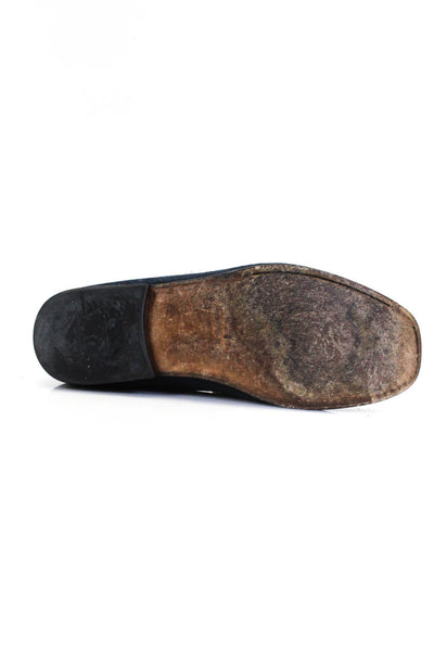Salvatore Ferragamo Womens Dark Navy Suede Embellished Loafer Shoes Size 7.5