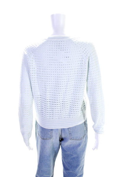 Cotton By Autumn Cashmere Womnens Perforated Sweater Sky Blue Size Medium