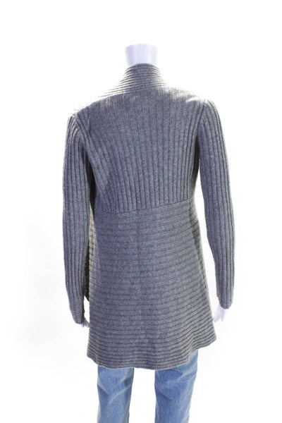 Autumn Cashmere Womens Ribbed Asymmetrical Wrap Sweater Gray Size Extra Small