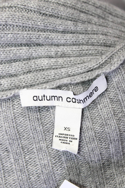 Autumn Cashmere Womens Ribbed Asymmetrical Wrap Sweater Gray Size Extra Small