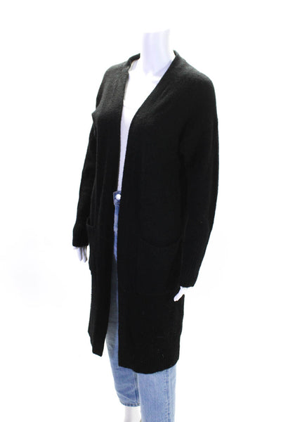 J Crew Womens Knit Long Sleeve 2 Pocket Open Long Sweater Cardigan Black Size S