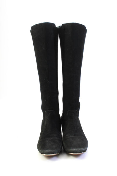 Tory Burch Womens Black Suede Zip Knee High Boots Shoes Size 8.5M