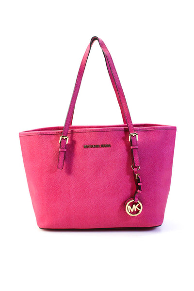 MK Michael Kors Womens Double Handle Small Tote Handbag Pink Leather