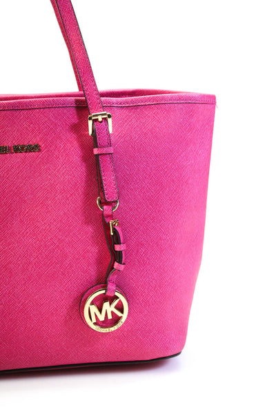 MK Michael Kors Womens Double Handle Small Tote Handbag Pink Leather