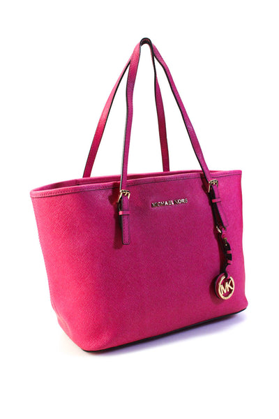 MK Michael Kors Womens Double Handle Small Tote Handbag Pink Leather