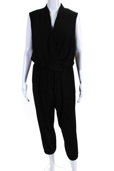 DKNYC Womens Sleeveless Drawstring Waist Jogger Pant Jumpsuit Black Size Medium