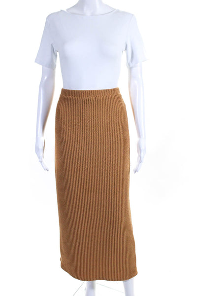 Fore Brown Womens Short Sleeves Tie Front Top Skirt Set Cotton Blend Size Large