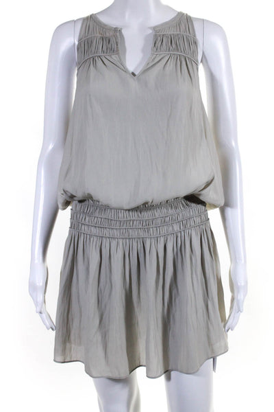 Ramy Brook Womens Sleeveless Elastic Waist A Line Dress Light Gray Size Large