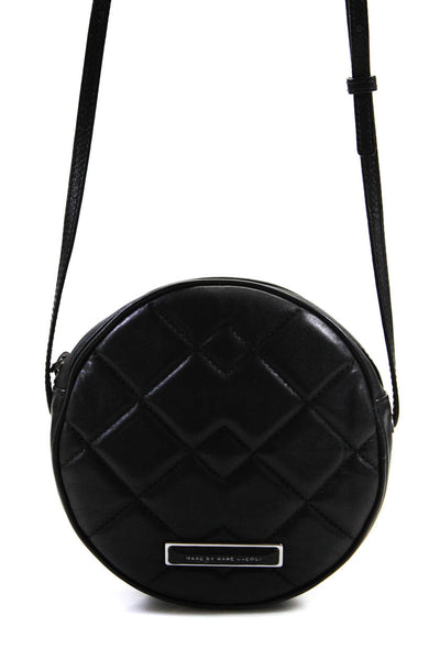 Marc By Marc Jacobs Womens Leather Quilted Crossbody Shoulder Handbag Black