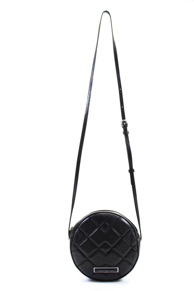 Marc By Marc Jacobs Womens Leather Quilted Crossbody Shoulder Handbag Black