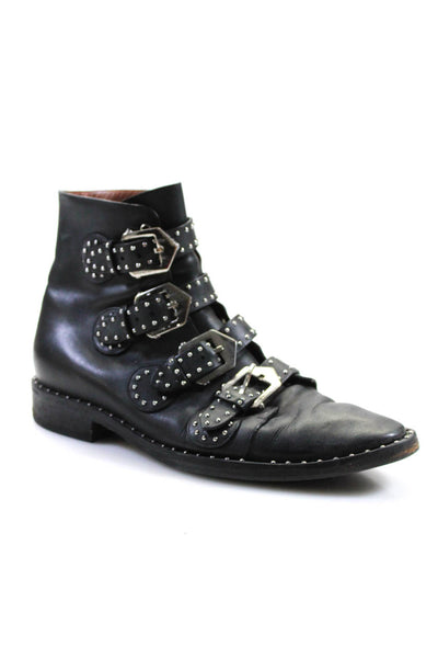 Givenchy Womens Black Studded Strappy Buckles Ankle Boots Shoes Size 10