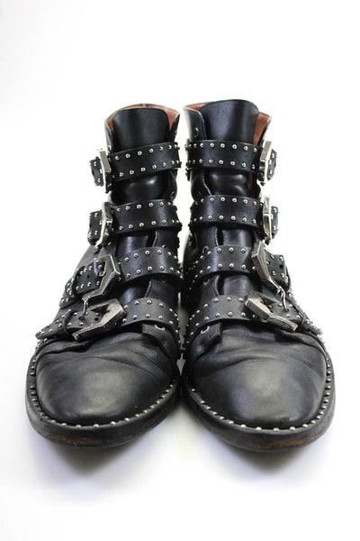 Givenchy Womens Black Studded Strappy Buckles Ankle Boots Shoes Size 10