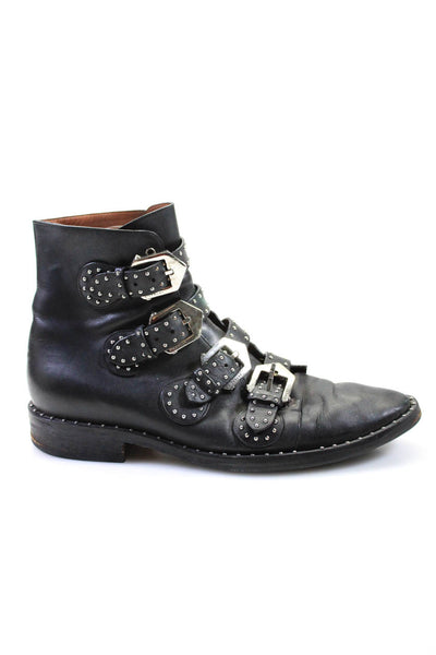 Givenchy Womens Black Studded Strappy Buckles Ankle Boots Shoes Size 10