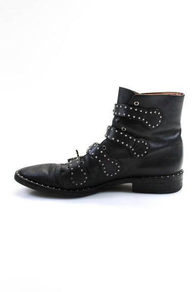 Givenchy Womens Black Studded Strappy Buckles Ankle Boots Shoes Size 10