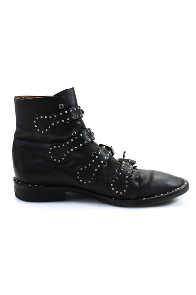 Givenchy Womens Black Studded Strappy Buckles Ankle Boots Shoes Size 10