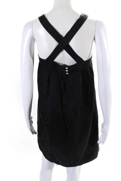 Velvet Womens Silk Square Neck Sleeveless Pullover Mini Dress Black Size Small