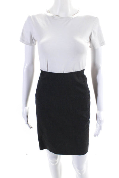 Theory Womens Unlined Wool Zip Up Knee Length Pencil Skirt Gray Size 6