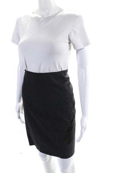 Theory Womens Unlined Wool Zip Up Knee Length Pencil Skirt Gray Size 6