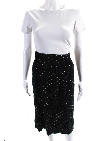 Whistles Womens Unlined Polka Dot 2 Pocket Elastic Waist Midi Skirt Black Size M