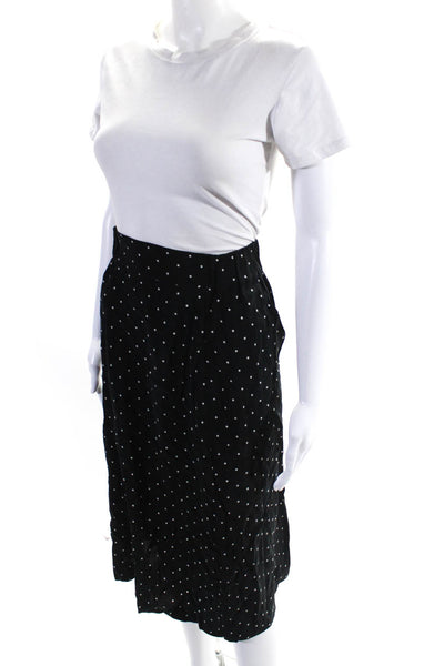 Whistles Womens Unlined Polka Dot 2 Pocket Elastic Waist Midi Skirt Black Size M