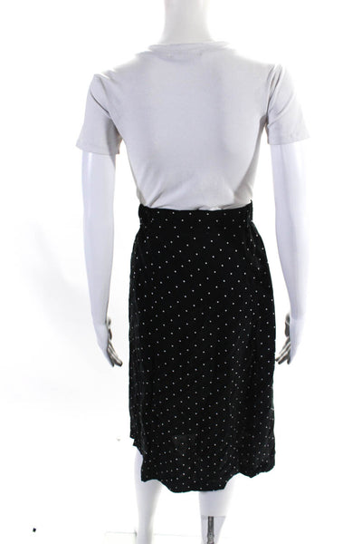 Whistles Womens Unlined Polka Dot 2 Pocket Elastic Waist Midi Skirt Black Size M