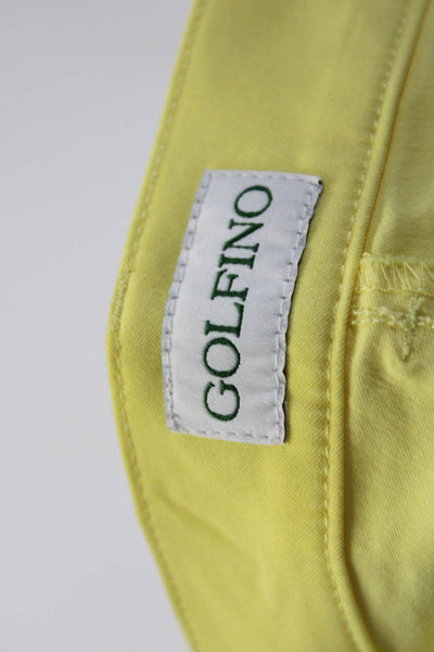 Golfino Womens Zipper Fly Mid Rise Slim Cut Trouser Pants Yellow Cotton Size 4