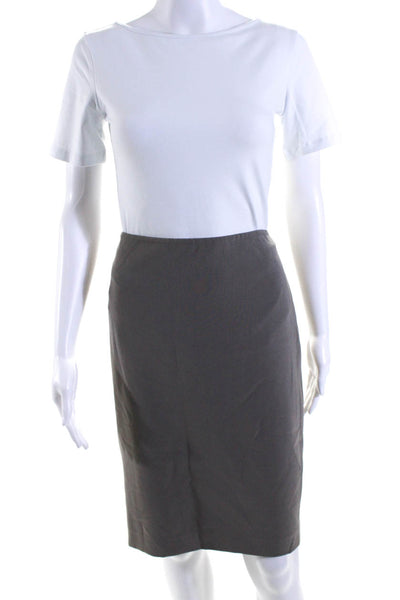 St. John Womens Woven Mid Rise Zip Up Knee Length Pencil Skirt Gray Size 10