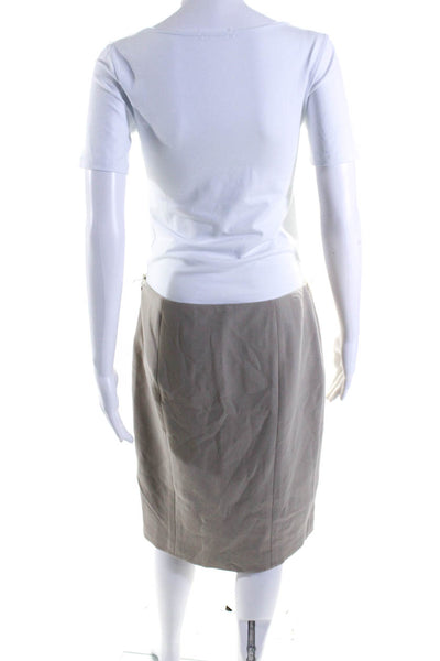 Ralph Lauren Black Label Womens Woven Zip Up Pencil Skirt Beige Size 10