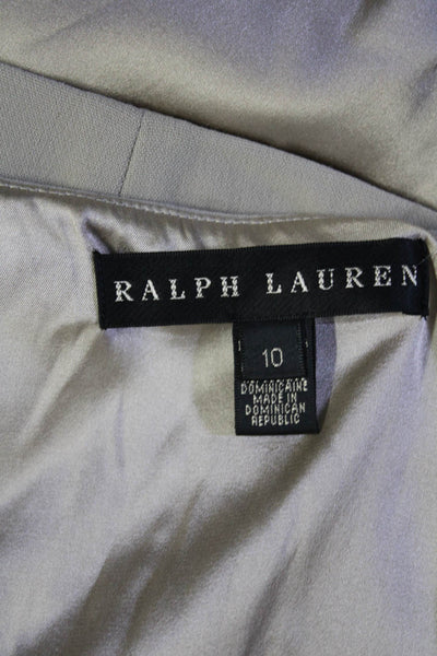 Ralph Lauren Black Label Womens Woven Zip Up Pencil Skirt Beige Size 10