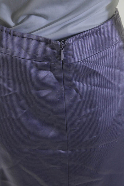 Max Mara Womens Cotton Satin Mid Rise Zip Up Pencil Skirt Lavender Size 14